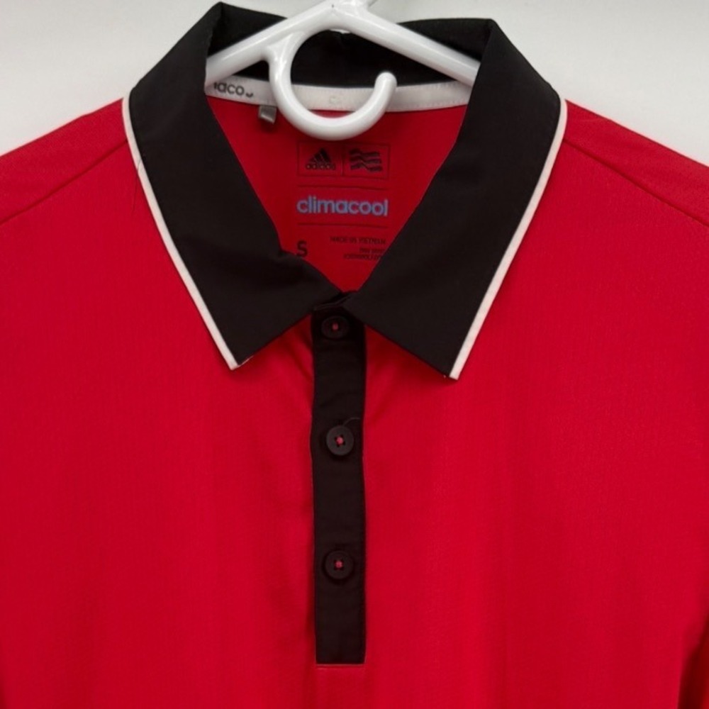 Adidas Golf Climacool Polo Shirt Mens Small Red Black Short Sleeve Athletic Top